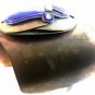 Huge 1880 - 1930 Egyptian Revival Brass & Blue Enamel Scarab Cuff Bracelet