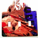Kokopelli w/ Flute Triple Switch Cover Plate by Steel Images Made in USA 021915E
