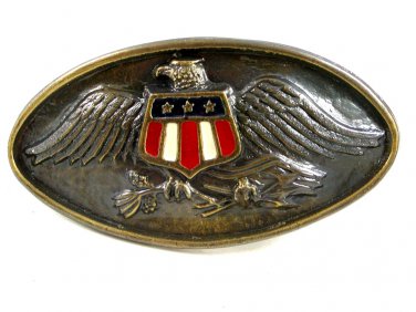 Enameled American Eagle with American Flag Belt Buckle 10292013