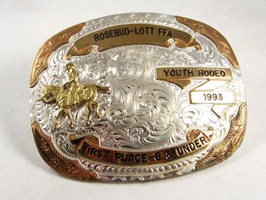 1993 Rosebud - Lott FFA Youth Rodeo Belt Buckle By Montana Silversmiths