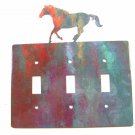 Running Horse Triple Light Cover Plate Steel Images Made USA 42415d
