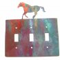 Running Horse Triple Light Cover Plate Steel Images Made USA 42415d