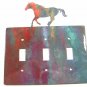 Running Horse Triple Light Cover Plate Steel Images Made USA 42415d