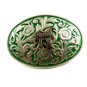 Western Cowboy Silvertone Green Saddle Belt Buckle #102113