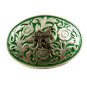 Western Cowboy Silvertone Green Saddle Belt Buckle #102113