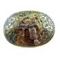 Western Goldtone Blue Saddle Belt Buckle #102113j