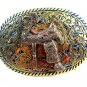 Western Goldtone Blue Saddle Belt Buckle #102113j