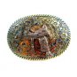 Western Goldtone Blue Saddle Belt Buckle #102113j