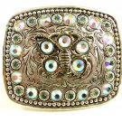 Ladies Western Silverplated Pewter Rhinestone Butterfly Belt Buckle 11072013