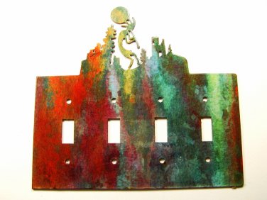 Kokopelli Flute Quadruple Rocker Outlet Cover Plate by Steel Images USA 021915EE