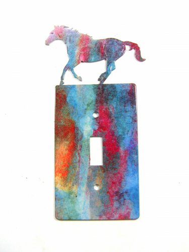 Running Horse Single Switch Cover Plate by Steel Images 42415a