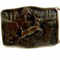 Brass Buck Deer in the Woods Running Belt Buckle #102213