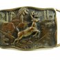 Brass Buck Deer in the Woods Running Belt Buckle #102213