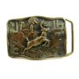 Brass Buck Deer in the Woods Running Belt Buckle #102213