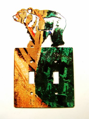 Bear Double Light Switch Cover Plate by Steel Images USA 022515U