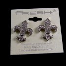 Large Fleur de Lis Pierced Studs Earrings Free Shipping