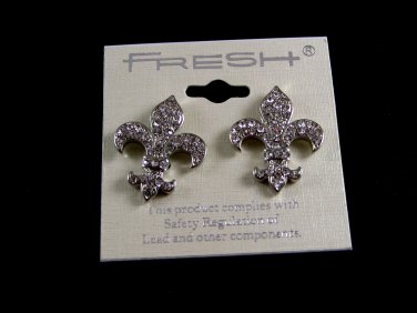 Large Fleur de Lis Pierced Studs Earrings Free Shipping