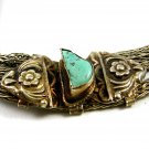 Handmade Silvertone & Turquoise Tribal 20" Necklace Unmarked 102114