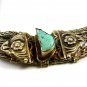 Handmade Silvertone & Turquoise Tribal 20" Necklace Unmarked 102114