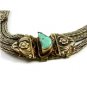 Handmade Silvertone & Turquoise Tribal 20" Necklace Unmarked 102114