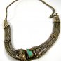 Handmade Silvertone & Turquoise Tribal 20" Necklace Unmarked 102114