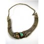 Handmade Silvertone & Turquoise Tribal 20" Necklace Unmarked 102114