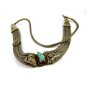 Handmade Silvertone & Turquoise Tribal 20" Necklace Unmarked 102114