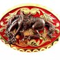 Western Goldtone Red Bowing Broncho / Horse Belt Buckle #102113e