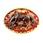 Western Goldtone Red Bowing Broncho / Horse Belt Buckle #102113e