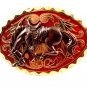 Western Goldtone Red Bowing Broncho / Horse Belt Buckle #102113e