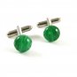 Silvertone Green Cufflinks 11062013ab