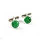 Silvertone Green Cufflinks 11062013ab