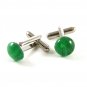 Silvertone Green Cufflinks 11062013ab