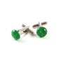 Silvertone Green Cufflinks 11062013ab