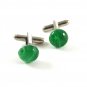 Silvertone Green Cufflinks 11062013ab