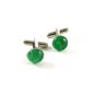 Silvertone Green Cufflinks 11062013ab