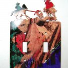 Rodeo Calf Roping Cowboys Double Light Switch Cover Plate by Steel Images USA
