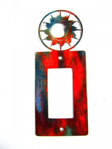 Small Sun Single Rocker Switch Cover Plate by Steel Images Made USA 52815