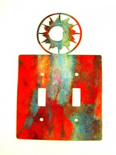 Man In Moon Double Light Switch Cover Plate by Steel Images USA 6215b