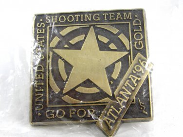 1996 Atlanta Olympics USA Shooting Team Gold Belt Buckle 82014 Mint