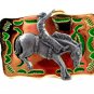 Made in USA Western Goldtone Green Cowboy on Broncho Belt Buckle #102113j
