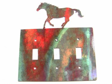 Larger Running Horse Triple Light Cover Plate Steel Images Made USA 42415e
