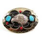 Handcrafted Western Cowboy Eagle Coral Turquoise Belt Buckle USA