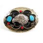 Handcrafted Western Cowboy Eagle Coral Turquoise Belt Buckle USA