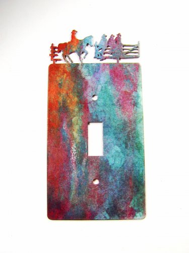 Cowboys on Fence Single Light Switch Cover Plate by Steel Images USA 42315