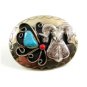 Southwest Handcrafted Big Horn Sheep Coral Turquoise Belt Buckle USA