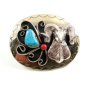Southwest Handcrafted Big Horn Sheep Coral Turquoise Belt Buckle USA