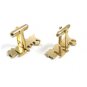 Locomotive Train Steam Engine Goldtone Cufflinks Unmarked 101614