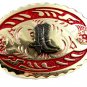 Made in USA Western Goldtone Red Cowboy Boots Belt Buckle #102113