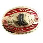 Made in USA Western Goldtone Red Cowboy Boots Belt Buckle #102113